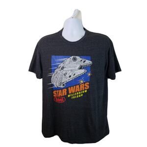 Official Star Wars Millennium Falcon Han Solo Pixel Art Dark Grey Tshirt Size L